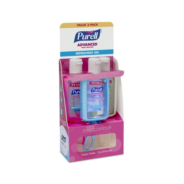 (2 Pack) Purell Advanced Refreshing Gel Hand Sanitizer On the Go Jelly Wrap Carriers, 1 fl oz, 3 count