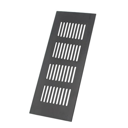 Air Vent Grille Black Rectangle Shape Metal Ventilation Cover for Cabinet Wardrobe Cupboard - 80x400mm