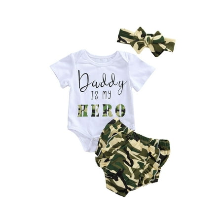 jaweiw Newborn Boys 3Pcs Outfit Set Letter Printed Short Sleeve Tops with Camouflage Printed Triangle Shorts and Headband
jaweiw Newborn Boys 3Pcs Outfit Set Letter Printed Short Sleeve Tops with Camouflage Printed Triangle Shorts and Headband