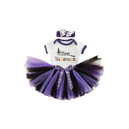 Amuver Infant Girls Halloween Layette Letters Printing Romper Purple Tulle Skirt and Headdress
Amuver Infant Girls Halloween Layette Letters Printing Romper Purple Tulle Skirt and Headdress