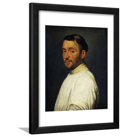Portrait of Monk Framed Print Wall Art By Giovan Battista Moroni