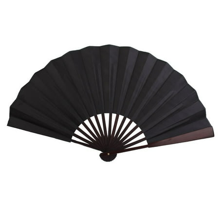 NICEXMAS Men Folding Bamboo Blank Hand Fan Wedding Party Gift (Black)