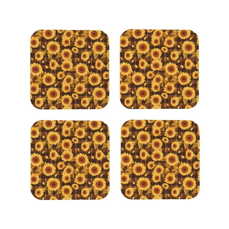 Leather Coasters Set of 4 - Vintage Brown Plaid Sunflower Lightweight Non-Slip Drink Coasters for Desk Anti-Scalding Desk Cup Coasters for Office Table Decor Square
Leather Coasters Set of 4 - Vintage Brown Plaid Sunflower Lightweight Non-Slip Drink Coasters for Desk Anti-Scalding Desk Cup Coasters for Office Table Decor Square