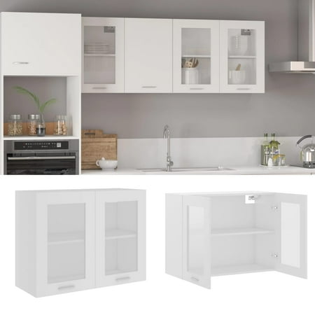 OWSOO Hanging Glass Cabinet White 31.5 x12.2 x23.6 Engineered Wood