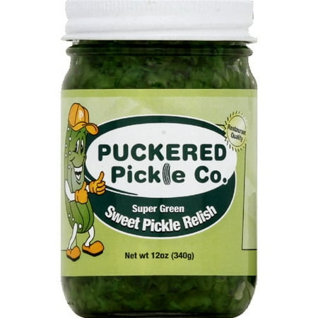 Puckered Pickle Co. Super Green Sweet Pickle Relish, 12 oz (Pack of 12)