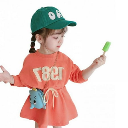 EleaEleanor Baby Girl Fashion Letter Sweater Jumpsuit Orange 2 XL 130