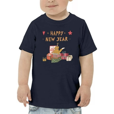 Happy New Year Cat W Presents T-Shirt Toddler -Image by Shutterstock 2 Toddler 
Happy New Year Cat W Presents T-Shirt Toddler -Image by Shutterstock 2 Toddler