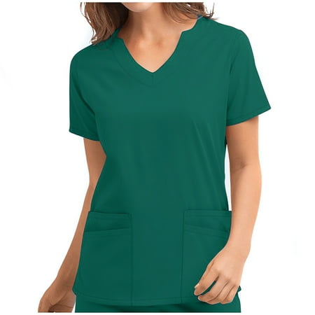Christmas Clearance SuoKom Scrubs Tops Women Tops Short Sleeve V-neck Tops Working Uniform Solid Color with Fours Pockets Blouse
Christmas Clearance SuoKom Scrubs Tops Women Tops Short Sleeve V-neck Tops Working Uniform Solid Color with Fours Pockets Blouse