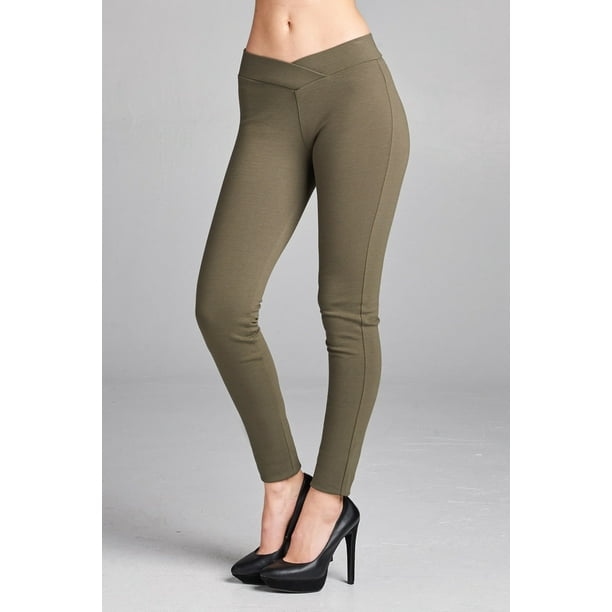 Seagull Shaped Elastic Waist Skinny Ponte Pants