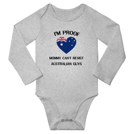 I m Proof Mommy Can t Resist Australian Guys Baby Long Sleeve Bodysuit Unisex Gifts (Gray 12 Months)
I m Proof Mommy Can t Resist Australian Guys Baby Long Sleeve Bodysuit Unisex Gifts (Gray 12 Months)