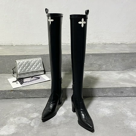 Women‘s Pointed Toe Chunky Heeled Over The Knee Boots Faux Leather High Heel Long Boots
Women‘s Pointed Toe Chunky Heeled Over The Knee Boots Faux Leather High Heel Long Boots