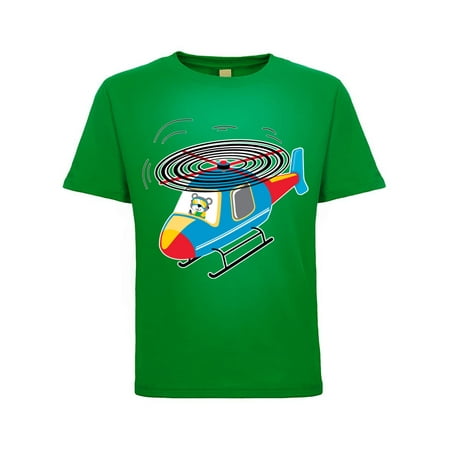 Cartoon helicopter with Bear Pilot Humor Toddler Crew Graphic T-Shirt Kelly Green 4T
Cartoon helicopter with Bear Pilot Humor Toddler Crew Graphic T-Shirt Kelly Green 4T
