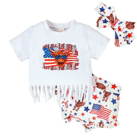 BJUTIR Girls Summer Outfits Toddler Short Sleeve Independence Day 4 Of July Tassels T Shirt Tops Shorts Headbands Outfits
BJUTIR Girls Summer Outfits Toddler Short Sleeve Independence Day 4 Of July Tassels T Shirt Tops Shorts Headbands Outfits