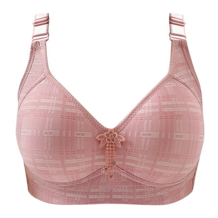JGGSPWM Woman s Printing Gathered Together Daily Bra Underwear No Rims Pink S