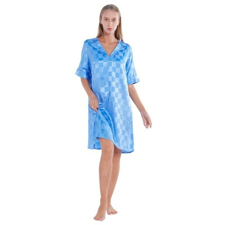 Nightgown Sexy Lingerie for Women Nightwear Satin Plaid Short Sleeve V Neck Silk Thin Dress House Dress Sleepwear Blue S-2XL
Nightgown Sexy Lingerie for Women Nightwear Satin Plaid Short Sleeve V Neck Silk Thin Dress House Dress Sleepwear Blue S-2XL
