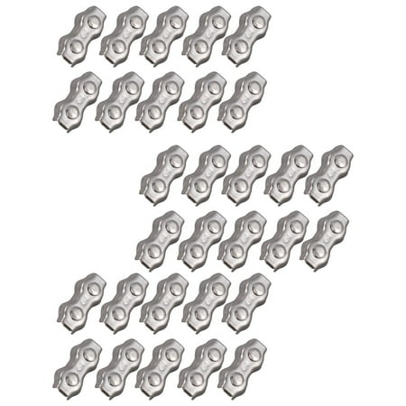 30 Pcs 3mm Duplex Clips Stainless Steel Wire Cable Rope Grips Caliper