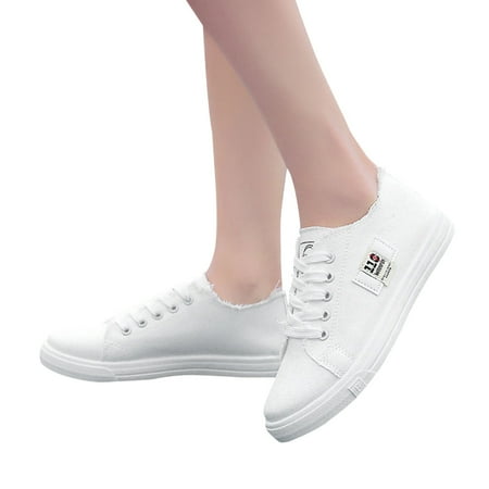 Cathalem Women Slingback Shoes Women Canvas White Shoes Classic Fashion Low Cut Shoes White 8