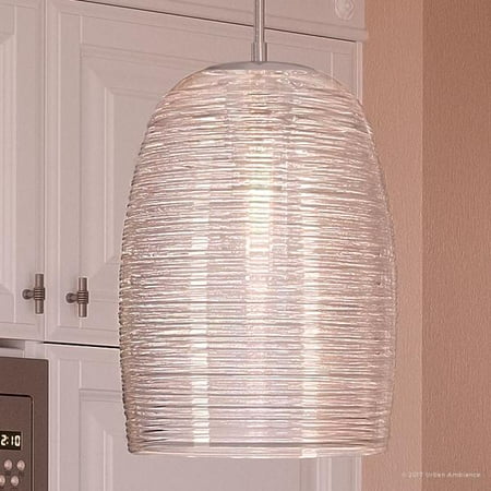 Urban Ambiance Luxury Contemporary Hanging Pendant Light Medium Size: 16.5 H x 9 W with Mediterranean Style Elements Fine Polished Chrome Finish and Spun Glass UQL2644
Urban Ambiance Luxury Contemporary Hanging Pendant Light Medium Size: 16.5 H x 9 W with Mediterranean Style Elements Fine Polished Chrome Finish and Spun Glass UQL2644