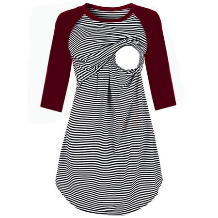 Jchiup Maternity 3/4 Sleeve Stripe Nursing Nightgown for Breastfeeding Sleepwear
Jchiup Maternity 3/4 Sleeve Stripe Nursing Nightgown for Breastfeeding Sleepwear