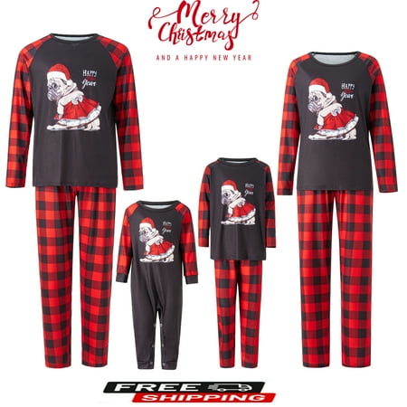 Gueuusu Christmas Pajamas for Family Long Sleeve Dog Print Tops + Plaid Pants or Long Sleeve Jumpsuit Pajamas
Gueuusu Christmas Pajamas for Family Long Sleeve Dog Print Tops + Plaid Pants or Long Sleeve Jumpsuit Pajamas