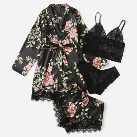 SELONE Nightgowns for Women Plus Size Lingerie Womens Plus Size Lace Robe Satin 4 Piece Lingerie Bath Four-piece Set Sleepwear Pajamas Pj Set for Valentines Day Anniversary Wedding Honeymoon Black XL
SELONE Nightgowns for Women Plus Size Lingerie Womens Plus Size Lace Robe Satin 4 Piece Lingerie Bath Four-piece Set Sleepwear Pajamas Pj Set for Valentines Day Anniversary Wedding Honeymoon Black XL