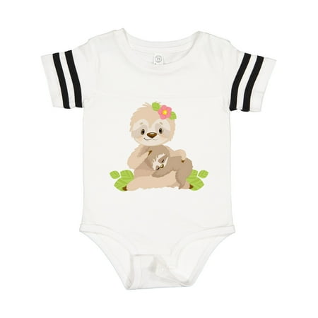 Inktastic Sloth Mom with Baby Sloth and Flowers Gift Baby Boy or Baby Girl Bodysuit