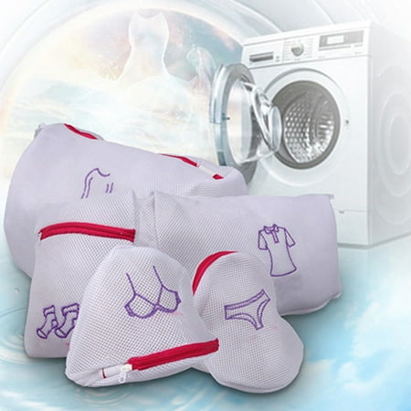 Jians Zipper Mesh Laundry Wash Bag Foldable Bra Socks Underwear Washing Storage