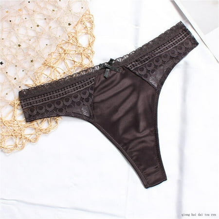 Womens Lace Thong G-String Panties Sexy Silky Knickers Briefs Lingerie Underwear