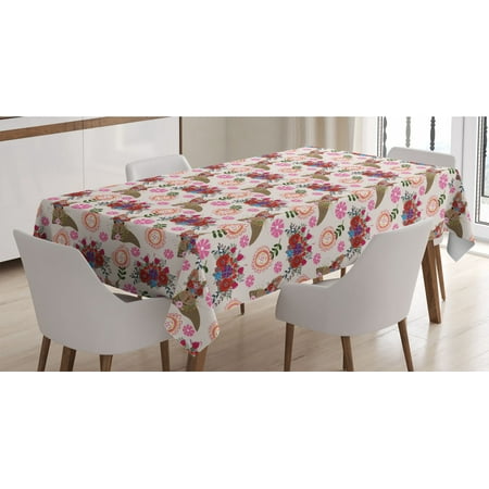 Floral Tablecloth Composition of Spring Flower Bouquets Round Doodle Ornament and Bunny with Headdress Rectangle Satin Table Cover for Dining Room and Kitchen 60 X 84 Multicolor by Ambesonne
Floral Tablecloth Composition of Spring Flower Bouquets Round Doodle Ornament and Bunny with Headdress Rectangle Satin Table Cover for Dining Room and Kitchen 60 X 84 Multicolor by Ambesonne
