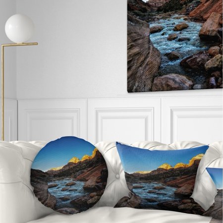 design art designart 'rapid virgin river' landscape photography throw pillow