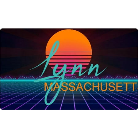 Lynn Massachusetts 4 X 2.25-Inch Fridge Magnet Retro Neon Design