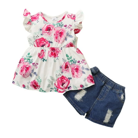 2T Baby Girls Clothes Baby Girls 2PCS Outfits Ruffle Flying Sleeve Tops Ripped Jeans Shorts Set 2-3T Baby Girls Summer Outfits Pink
2T Baby Girls Clothes Baby Girls 2PCS Outfits Ruffle Flying Sleeve Tops Ripped Jeans Shorts Set 2-3T Baby Girls Summer Outfits Pink