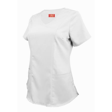 

M&M SCRUBS Women s Ultra Soft Stretch Mock Wrap Scrub Top 8201 (White Small)