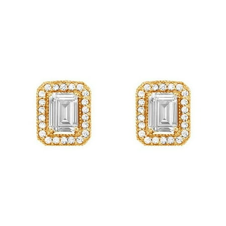 UBNER40938Y14EC75CZ Fancy Square Cubic Zirconia Earrings in 14K Yellow Gold 2.50 CT TGW