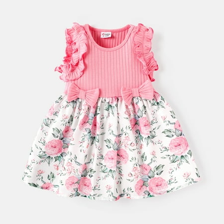 PatPat Baby Girl Cotton Ribbed Ruffle Trim Bow Front Floral Print Spliced Tank Dress
PatPat Baby Girl Cotton Ribbed Ruffle Trim Bow Front Floral Print Spliced Tank Dress