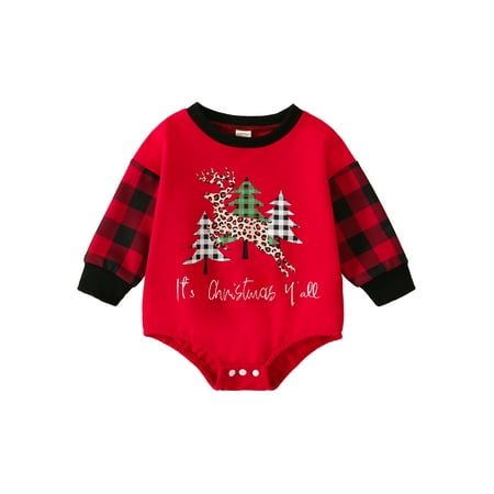 jaweiwi Baby Christmas Romper Plaid Tree Elk Letter Print Round Neck Long Sleeve Bodysuit for Girls Boys Size 0 6 9 12 18 Months
jaweiwi Baby Christmas Romper Plaid Tree Elk Letter Print Round Neck Long Sleeve Bodysuit for Girls Boys Size 0 6 9 12 18 Months