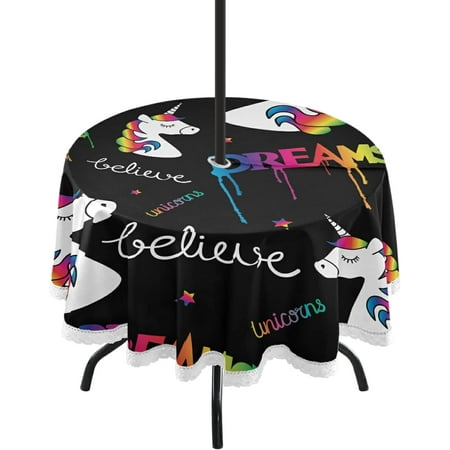 SKYSONIC Unicorn Round Tablecloth 60 Waterproof Spillproof Polyester Fabric Table Cover with Zipper Umbrella Hole for Outdoor Patio Garden Dining Party
SKYSONIC Unicorn Round Tablecloth 60 Waterproof Spillproof Polyester Fabric Table Cover with Zipper Umbrella Hole for Outdoor Patio Garden Dining Party