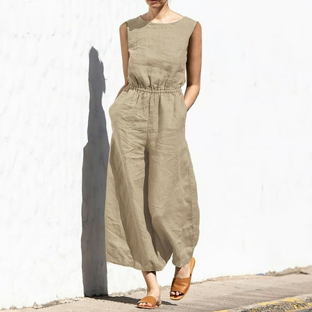 Voncos Overalls for Women- Solid Fashion Casual Straight-Leg Sleeveless Overalls Playsuit Khaki 6
Voncos Overalls for Women- Solid Fashion Casual Straight-Leg Sleeveless Overalls Playsuit Khaki 6