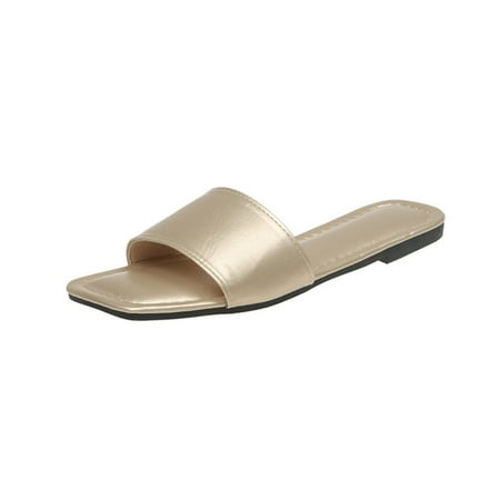 Womens Flat Sandals Fashion Round Open Toe Slip On Slides Slippers for Summer Womens Summer Fashion Solid Color Slippers Square Head Flat Multicolour Casual Slippers Gold 7.5
Womens Flat Sandals Fashion Round Open Toe Slip On Slides Slippers for Summer Womens Summer Fashion Solid Color Slippers Square Head Flat Multicolour Casual Slippers Gold 7.5