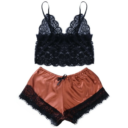 Gwiyeopda 2 Piece Pajamas Set for Women Lingerie Lace Sleepsuit Satin Lounge Set
Gwiyeopda 2 Piece Pajamas Set for Women Lingerie Lace Sleepsuit Satin Lounge Set