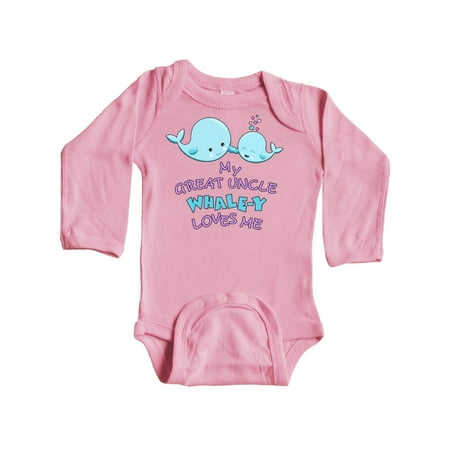 Inktastic My Great Uncle Whale-y Loves Me Gift Baby Boy or Baby Girl Long Sleeve Bodysuit
