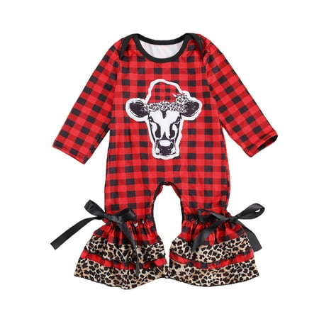 Baby Girls Christmas Romper Long Sleeve Red Plaid Cow Head Xmas Tree Wide Leg Ruffle Jumpsuit Outfits
Baby Girls Christmas Romper Long Sleeve Red Plaid Cow Head Xmas Tree Wide Leg Ruffle Jumpsuit Outfits