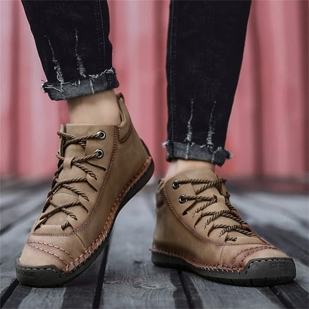 Men s Shoes High-top Outdoor Men s Casual Shoes Slim Leather Shoes