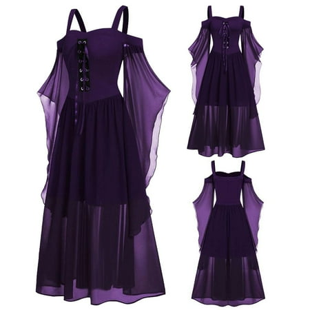 Womnen Cold Shoulder Butterfly Sleeve Lace Up Easter Dress Plus Size Gothic Renaissance Steampunk Camisole Off-Shoulder Sleeve Irregular Dress
Womnen Cold Shoulder Butterfly Sleeve Lace Up Easter Dress Plus Size Gothic Renaissance Steampunk Camisole Off-Shoulder Sleeve Irregular Dress