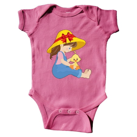 Inktastic Farming Girl with Baby Chick Gift Baby Girl Bodysuit