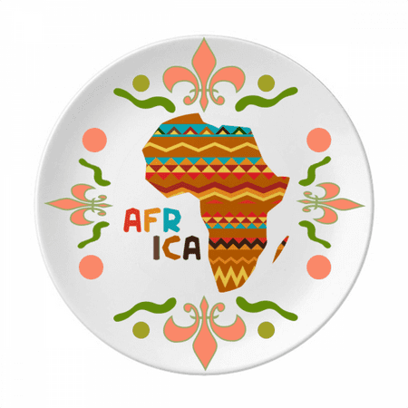 Africa Fancy Map Characters stripes Flower Ceramics Plate Tableware Dinner Dish