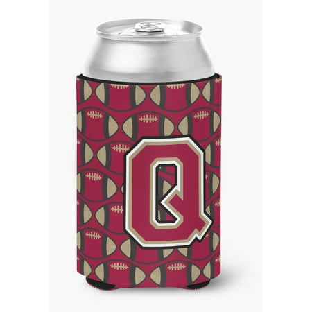 Letter Q Football Garnet and Gold Can or Bottle Hugger