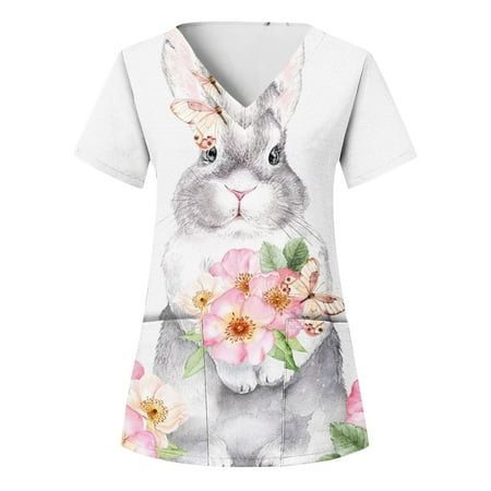 Women Scrubs Tops Fashion Easter Day Printed Short Sleeve V Neck Holiday Fun Patterned Working Tshirts Blouse Tops With Pockets Nurse Workwear
Women Scrubs Tops Fashion Easter Day Printed Short Sleeve V Neck Holiday Fun Patterned Working Tshirts Blouse Tops With Pockets Nurse Workwear
