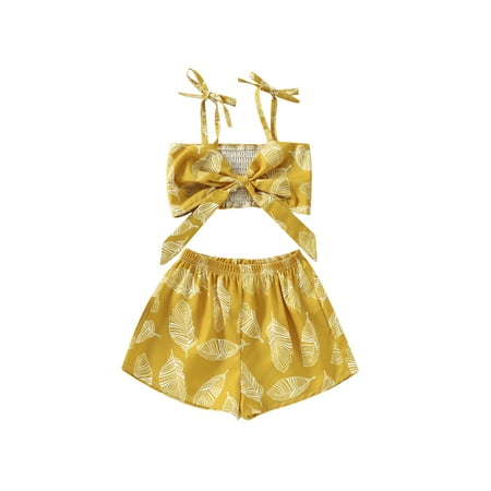 Calsunbaby Kids Baby Girls Summer Casual Suit Sleeveless Backless Bandage Sling Tops+Loose Short Pants Outfits Yellow 5-6 Years
Calsunbaby Kids Baby Girls Summer Casual Suit Sleeveless Backless Bandage Sling Tops+Loose Short Pants Outfits Yellow 5-6 Years