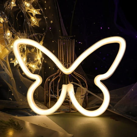 Butterfly Neon Signs Warm White LED Butterfly Neon Lights Powered by 3-AA Battery/USB Charging Lights LED Cute Night Lights Butterfly Neon Lights for Bedroom Kids Room Wedding Birthday Decor
Butterfly Neon Signs Warm White LED Butterfly Neon Lights Powered by 3-AA Battery/USB Charging Lights LED Cute Night Lights Butterfly Neon Lights for Bedroom Kids Room Wedding Birthday Decor